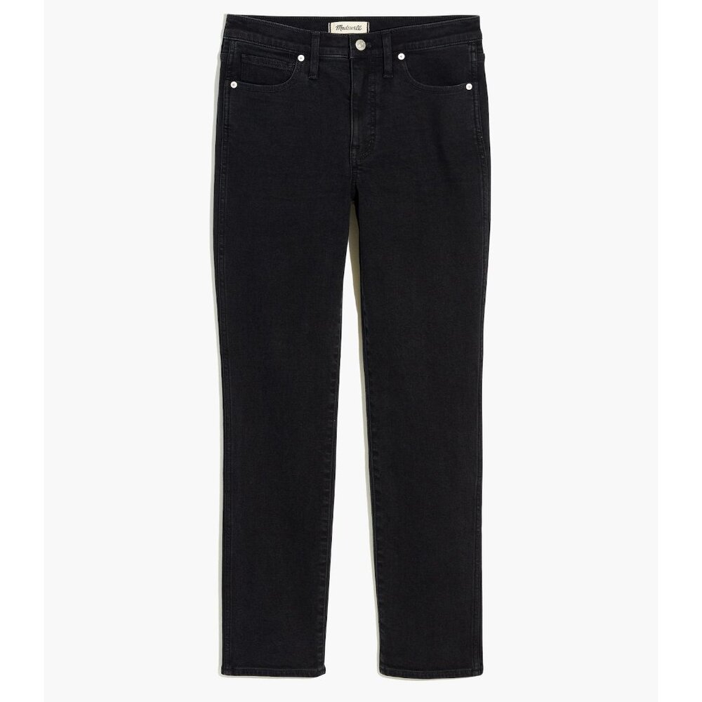 NWT Madewell 25 TALL 25T 25x30 Black Mid-Rise Stovepipe Jeans in Lunar Wash NEW